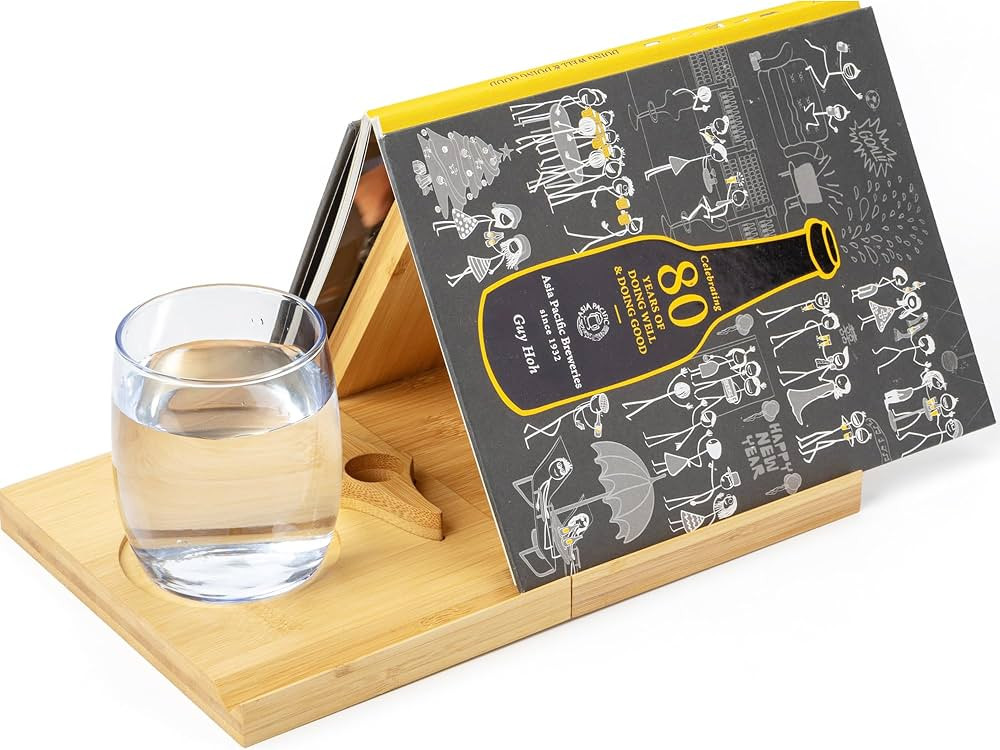 Bamboo Triangle Book Holder - Foldable Book Valet Stand, Christmas Gifts for Book Lovers, Book No... | Amazon (US)