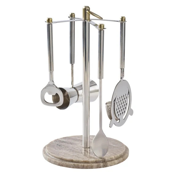 Better Homes & Gardens 5-Piece Stainless Steel Bar Tool Set with Marble Base | Walmart (US)
