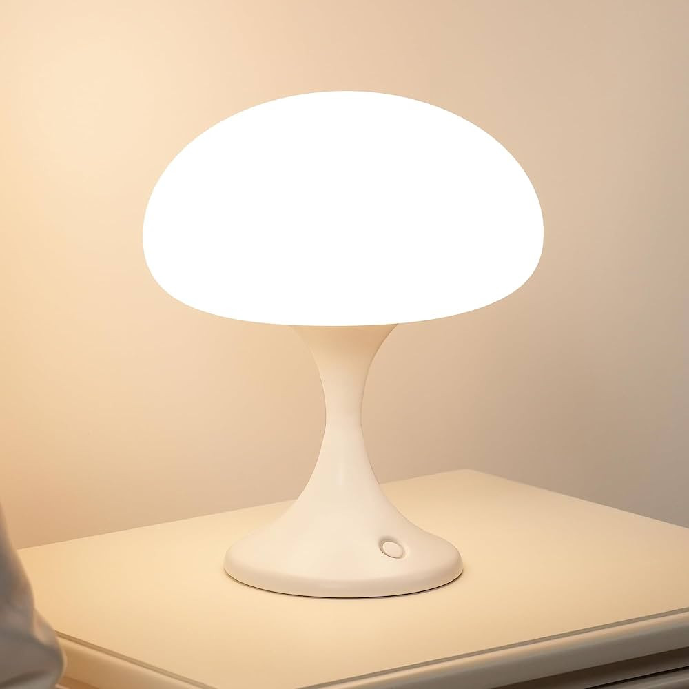 MAGCHARM Mushroom Lamp, 5W LED Table Lamp, Cordless Rechargeable, Opal Glass Shade, Dimmable Touc... | Amazon (US)