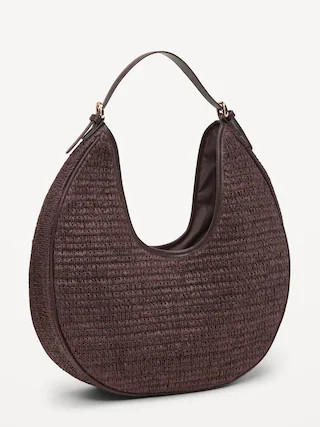 Oversized Raffia Hobo Bag | Old Navy (CA)