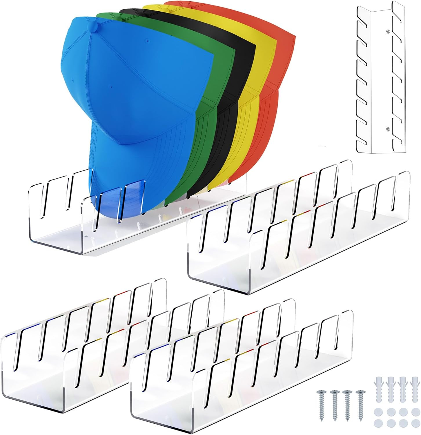 Hat Stand for Baseball Caps Display and Organizer,No Install Acrylic Hat Holder for 14 Baseball C... | Amazon (US)