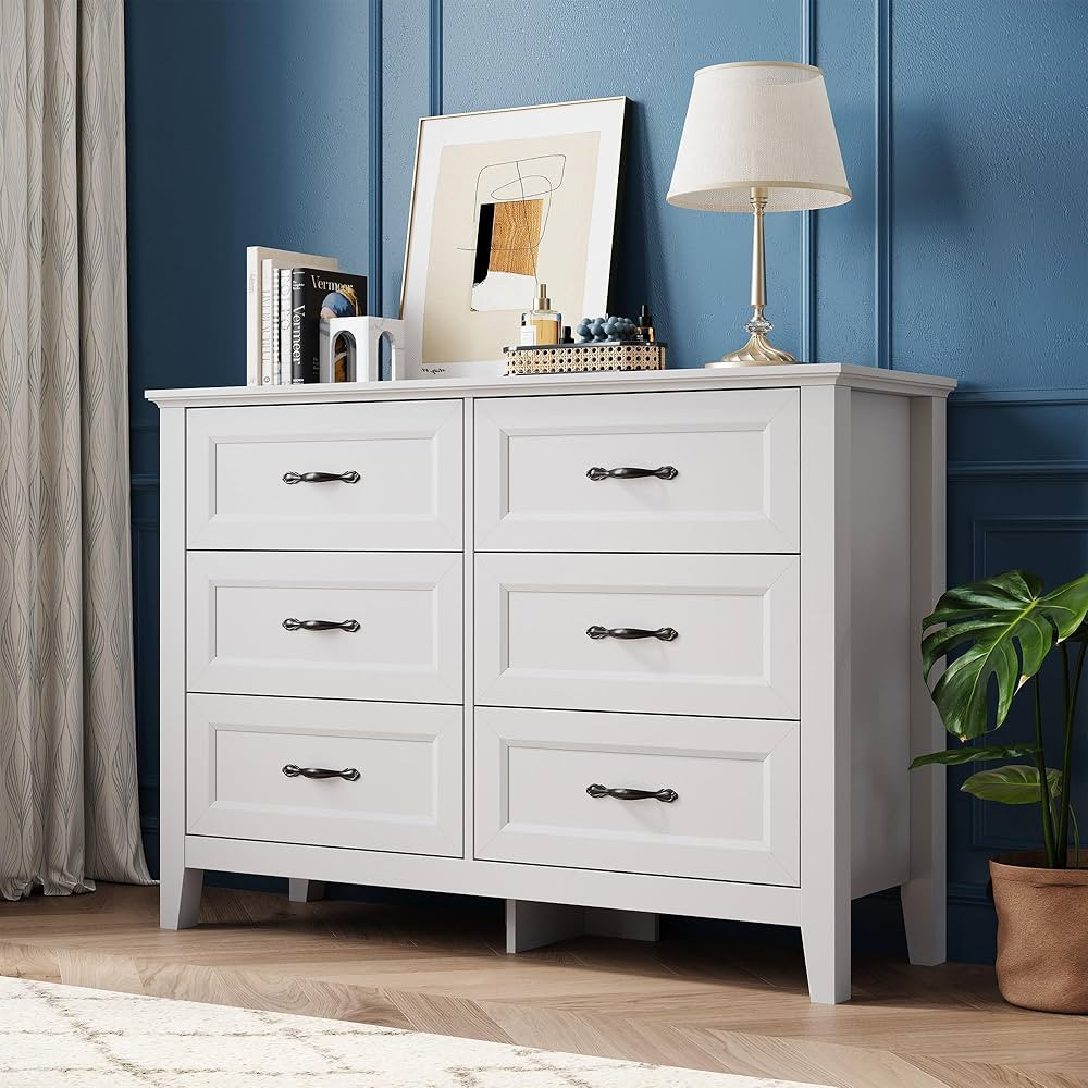 LINSY HOME Dresser for Bedroom, 6 Drawer Dresser with Metal Handles, Chest of Drawers for Living ... | Amazon (US)