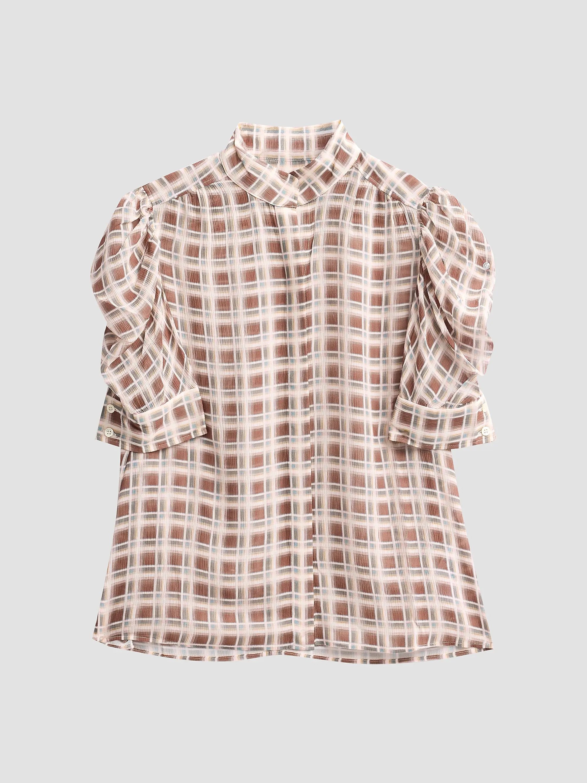 FRAME The Gillian Sheer Plaid Silk Top | Saks Fifth Avenue | Saks Fifth Avenue