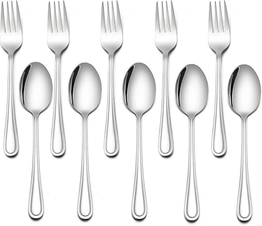 LIANYU 10-Piece Children Silverware Set, Kids Forks and Spoons Silverware Set, Stainless Steel To... | Amazon (US)