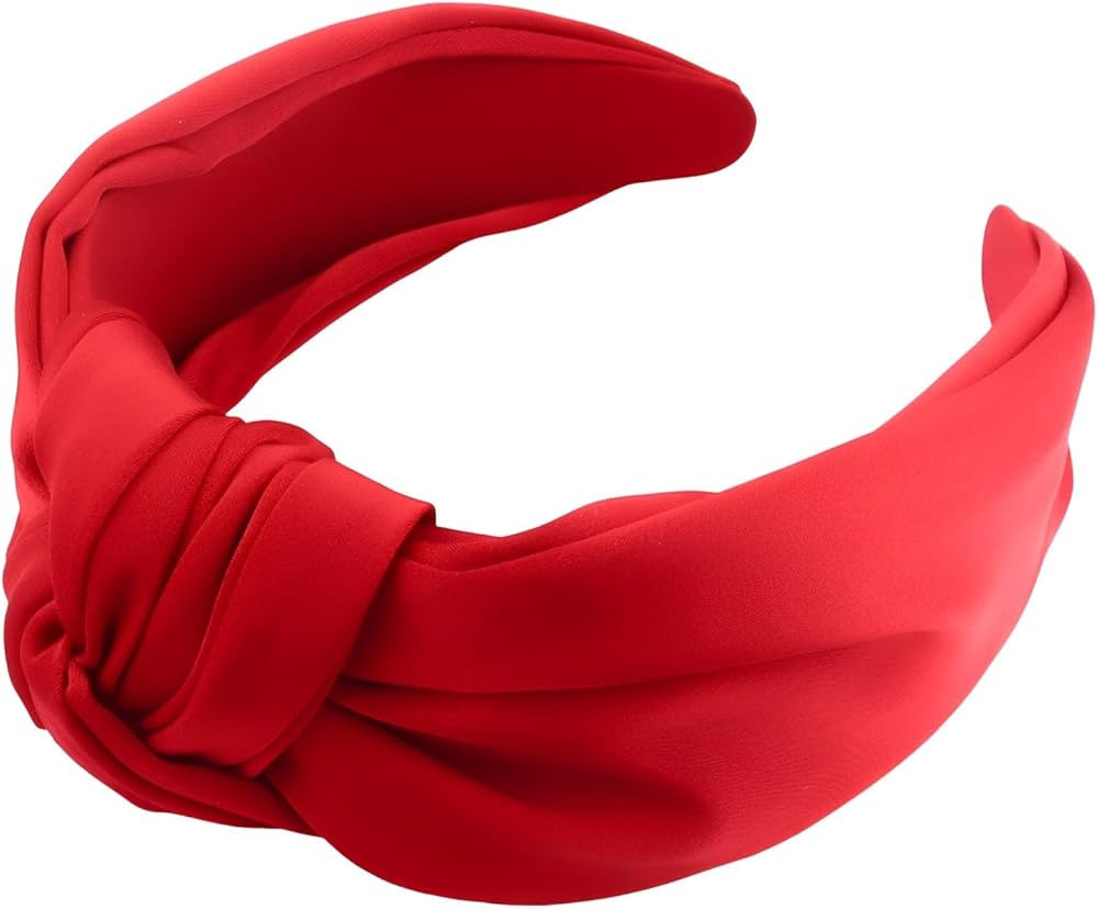 Red Headband Knot Headband for Women, Wide Headbands Non Slip, Satin Top Knotted Headband Wide He... | Amazon (US)