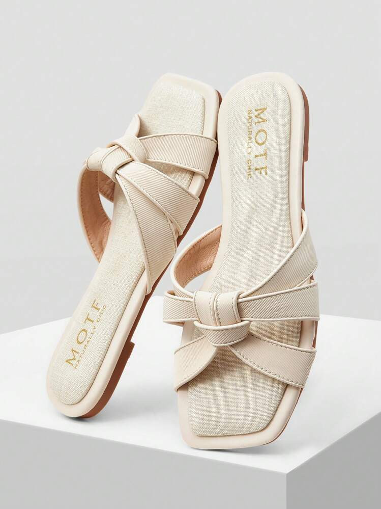 MOTF PREMIUM SQUARE TOE SIMPLE COMFORTABLE FLAT SANDALS | SHEIN
