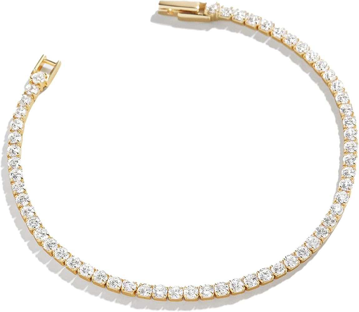BaubleBar Bennett Tennis Bracelet for Women, 18K Gold Plated Sterling Silver - Hypoallergenic wit... | Amazon (US)