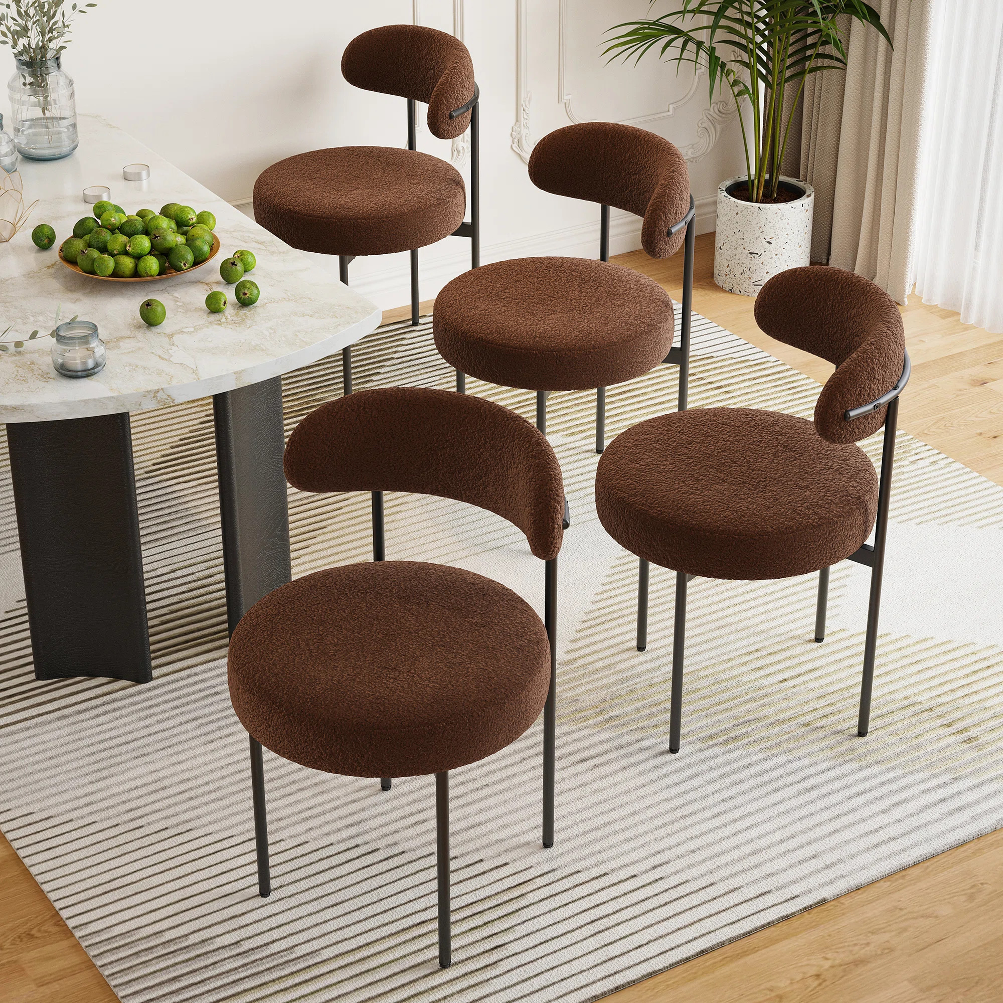 Chantele 19.3'' H Tufted Fabric Upholstered Metal Side Chair (Set of 4) | Wayfair North America