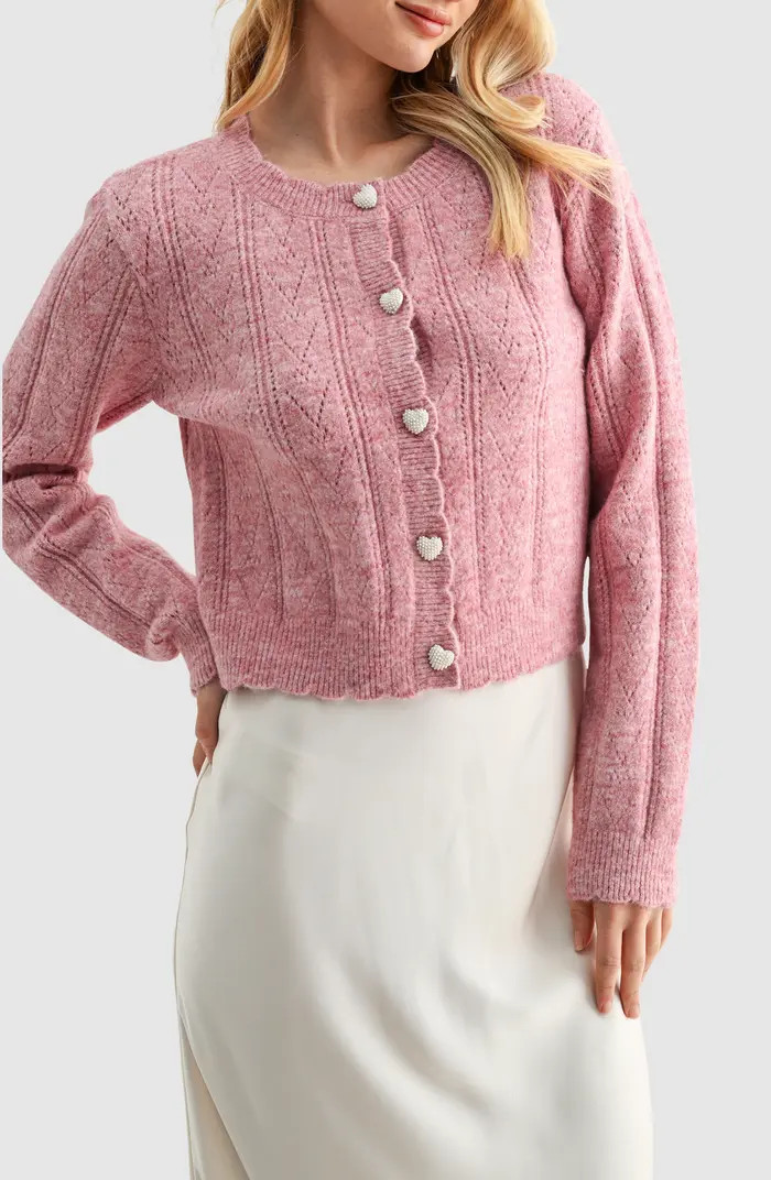Lush Heart Button Pointelle Cardigan | Nordstromrack | Nordstrom Rack