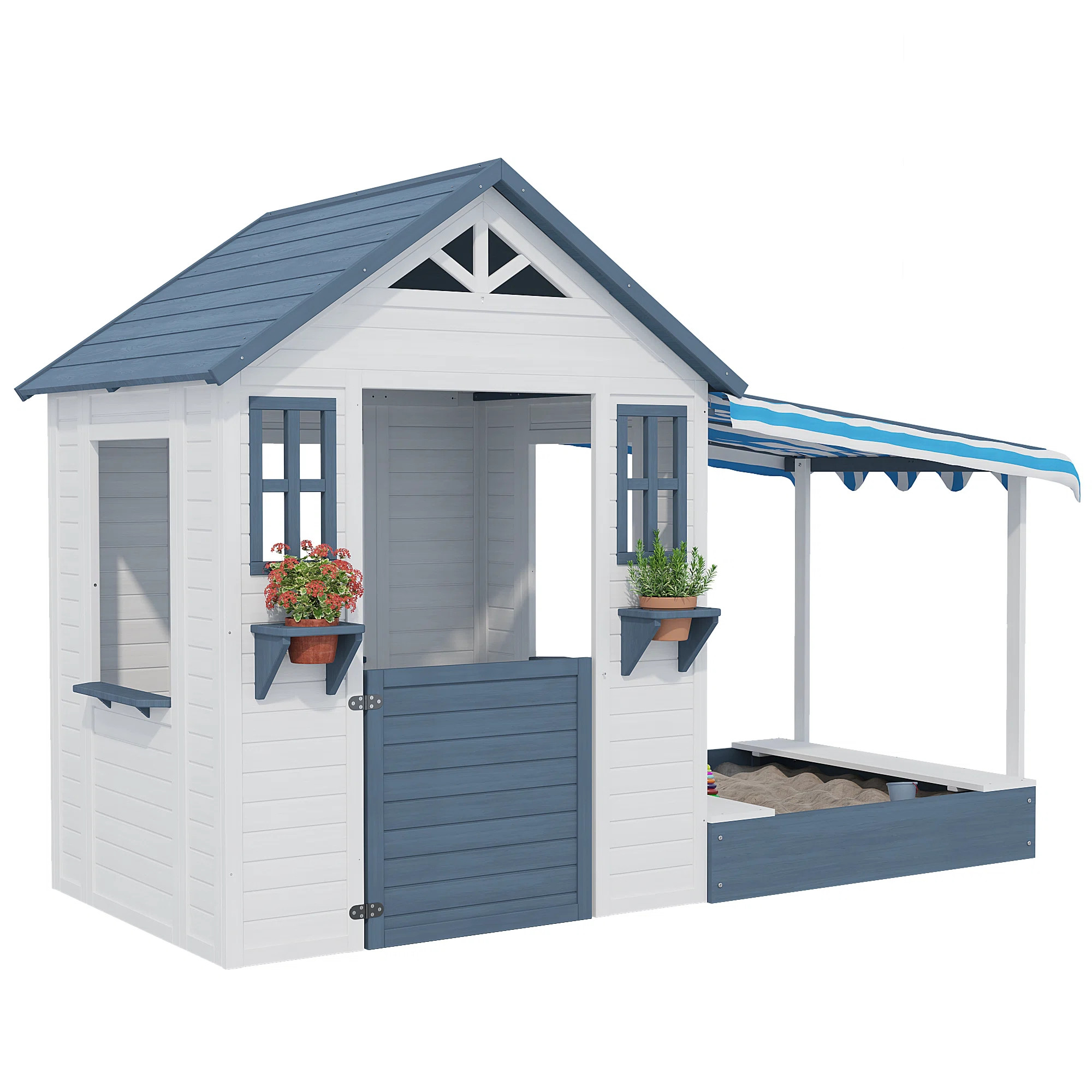 AIUEKES 84.6'' W x 42.7'' D Indoor / Outdoor Wood Playhouse | Wayfair North America