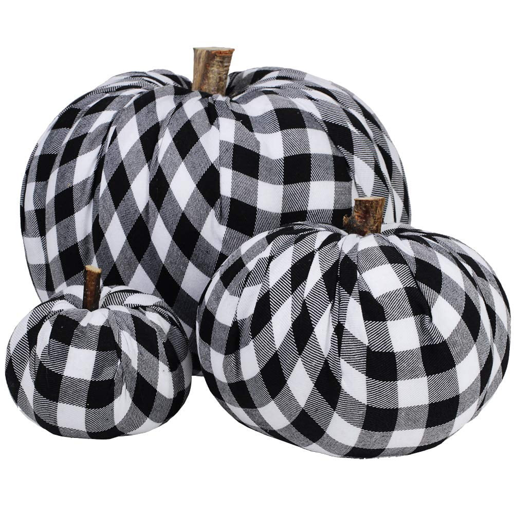Supla Package of 3 Assorted Burlap Pumpkins Fabric Pumpkins Buffalo Plaid Pumpkins Gingham Fabric... | Walmart (US)