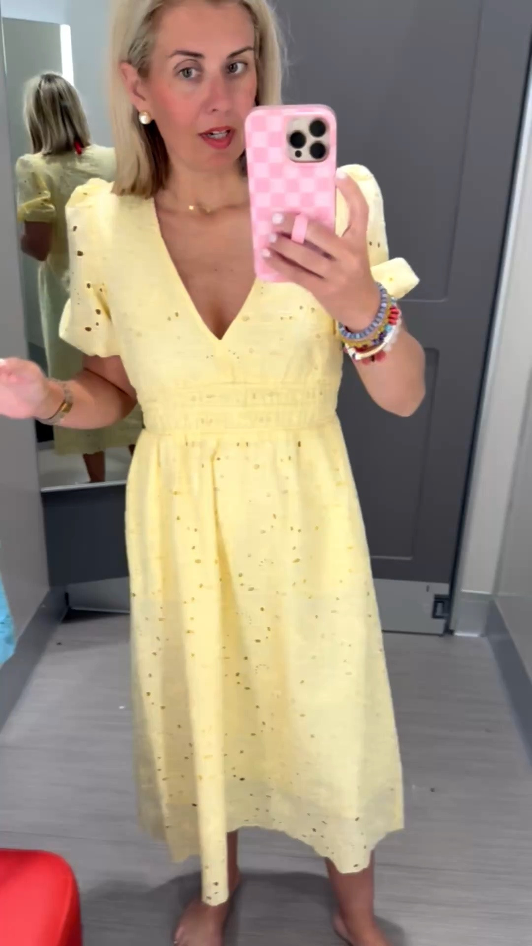 Sale Alert dress now $31.50…..Oh this yellow is beautiful & I love that it's lined all the way down. This one feels very designer but not a designer price! I'm wearing an xs. 

*Use code mixandmatchmadness for 10% off at Loopy
*Use code SUMMER for 30% off my bracelets

#LTKdayinmylife #LTKmomlife