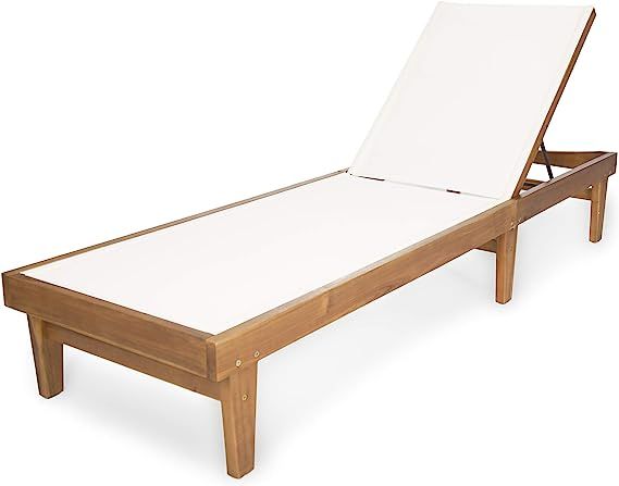 Christopher Knight Home Summerland Outdoor Mesh Chaise Lounge with Acacia Wood Frame, Teak Finish... | Amazon (US)