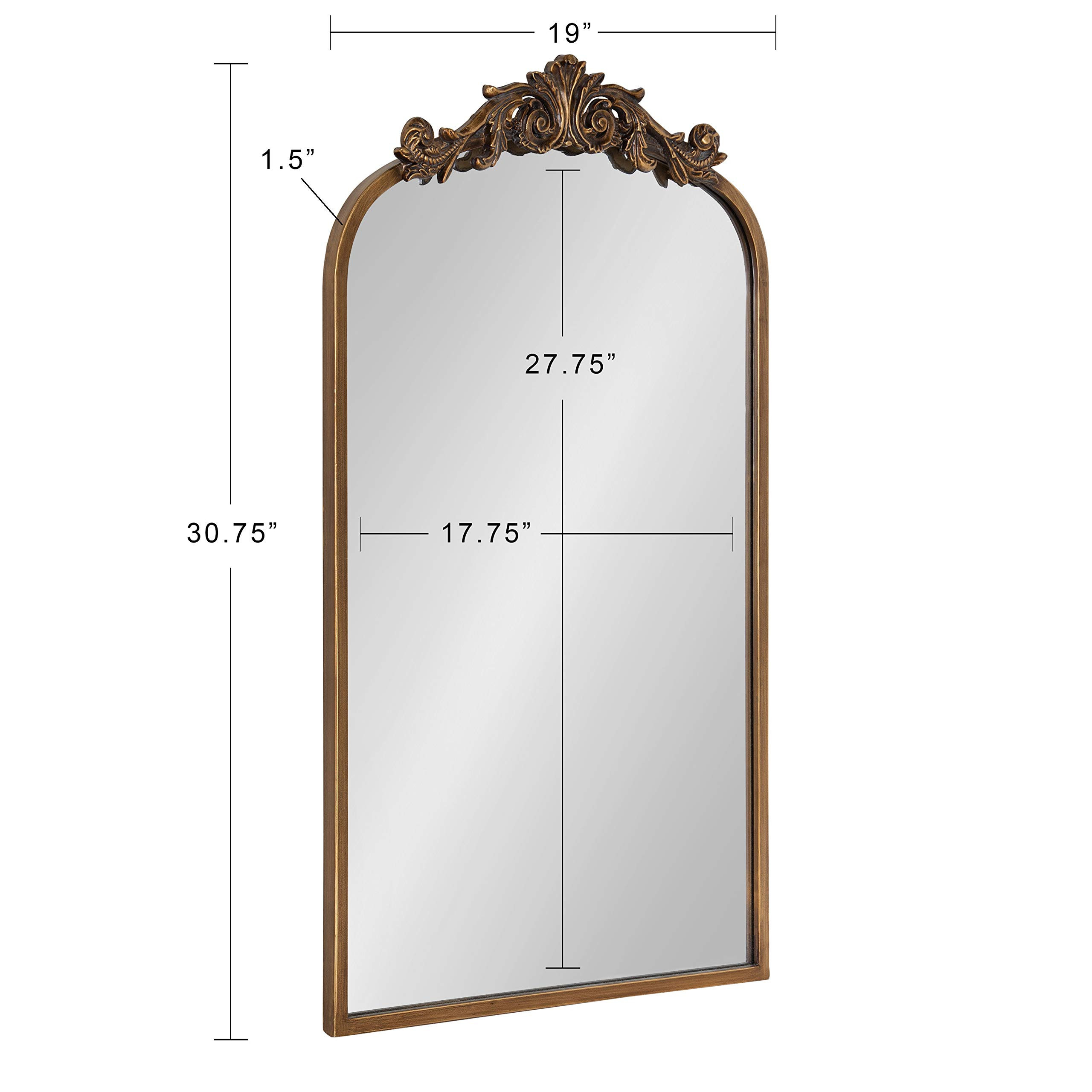 Kate and Laurel Arendahl Traditional Arch Mirror, 19" x 30.75", Gold, Baroque Inspired Wall Decor | Amazon (US)