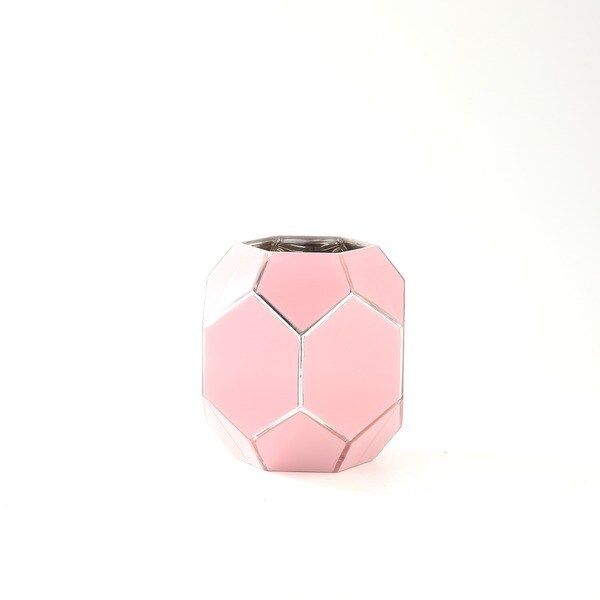 Rose Pink Glass Geometric Vase | Bed Bath & Beyond