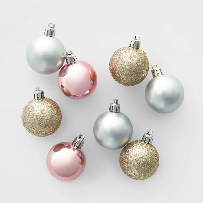 24ct 40mm Christmas Ornament Set Blush and Champagne - Wondershop™ | Target