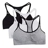Fruit of the Loom Girls' Big Cotton Spaghetti Strap Sport Bra, Grey Black/White, 28 (3-Pack) | Amazon (US)