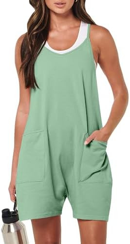 ANRABESS Womens Rompers Summer Casual Loose Sleeveless Overalls Spaghetti Strap Shorts Jumpsuit 2... | Amazon (US)