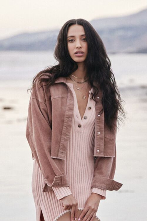 Corduroy Frayed Cropped Shacket | Forever 21 (US)