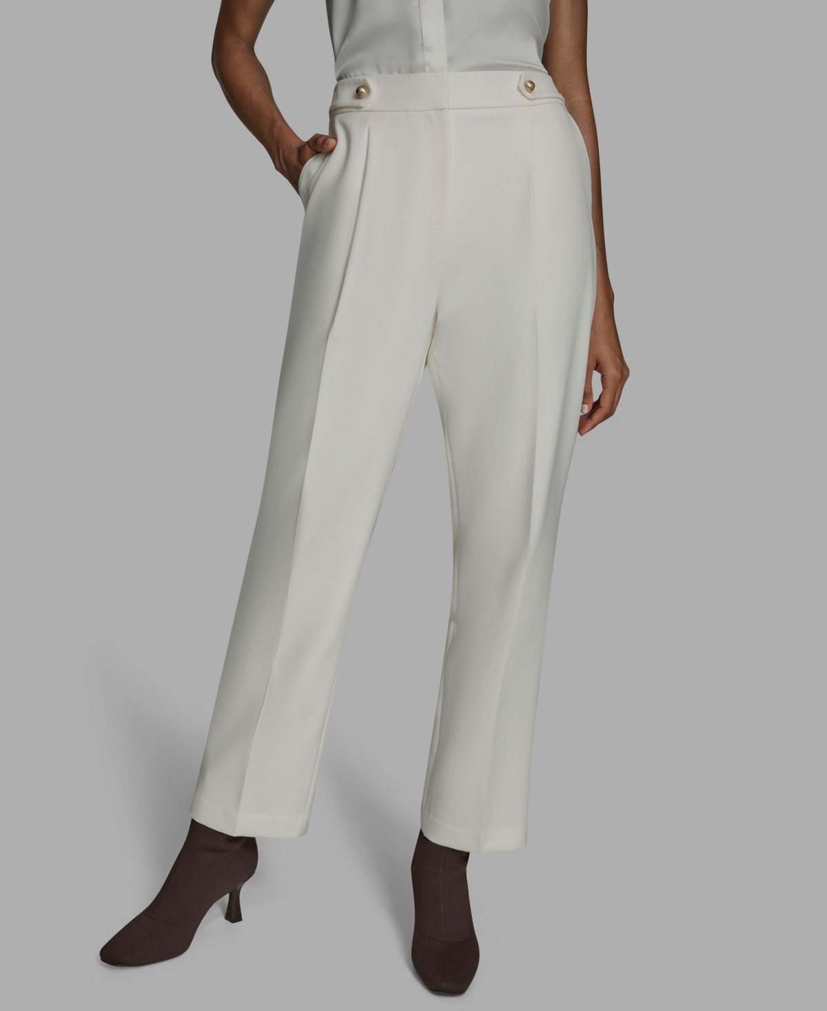 Bcbg Women's Pleated High Rise Wide Leg Pants - Whisper White | Macy's