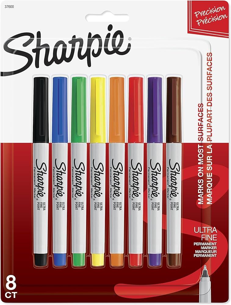 SHARPIE 37600PP Permanent Markers, Ultra Fine Point, Classic Colors, 8 Count | Amazon (US)