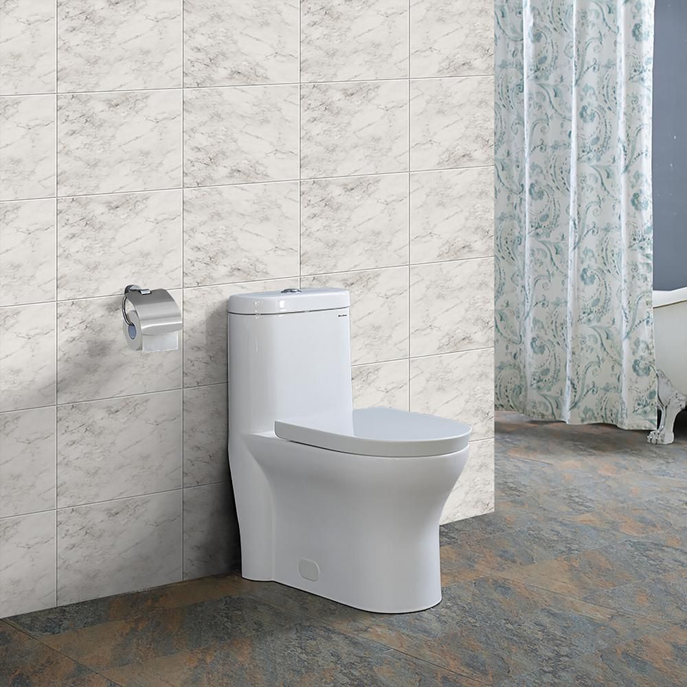Monaco 1-Piece 0.8/1.28 GPF Dual Flush Elongated Toilet in White | The Home Depot