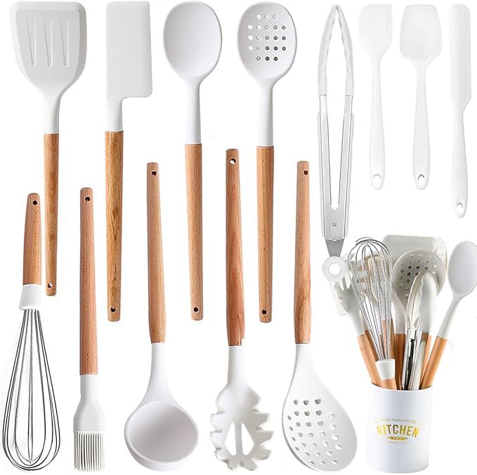 Kitchen Cooking Utensils Set, 14 Non-Stick Silicone Cooking Kitchen Utensils Spatula Set with Hol... | Amazon (US)