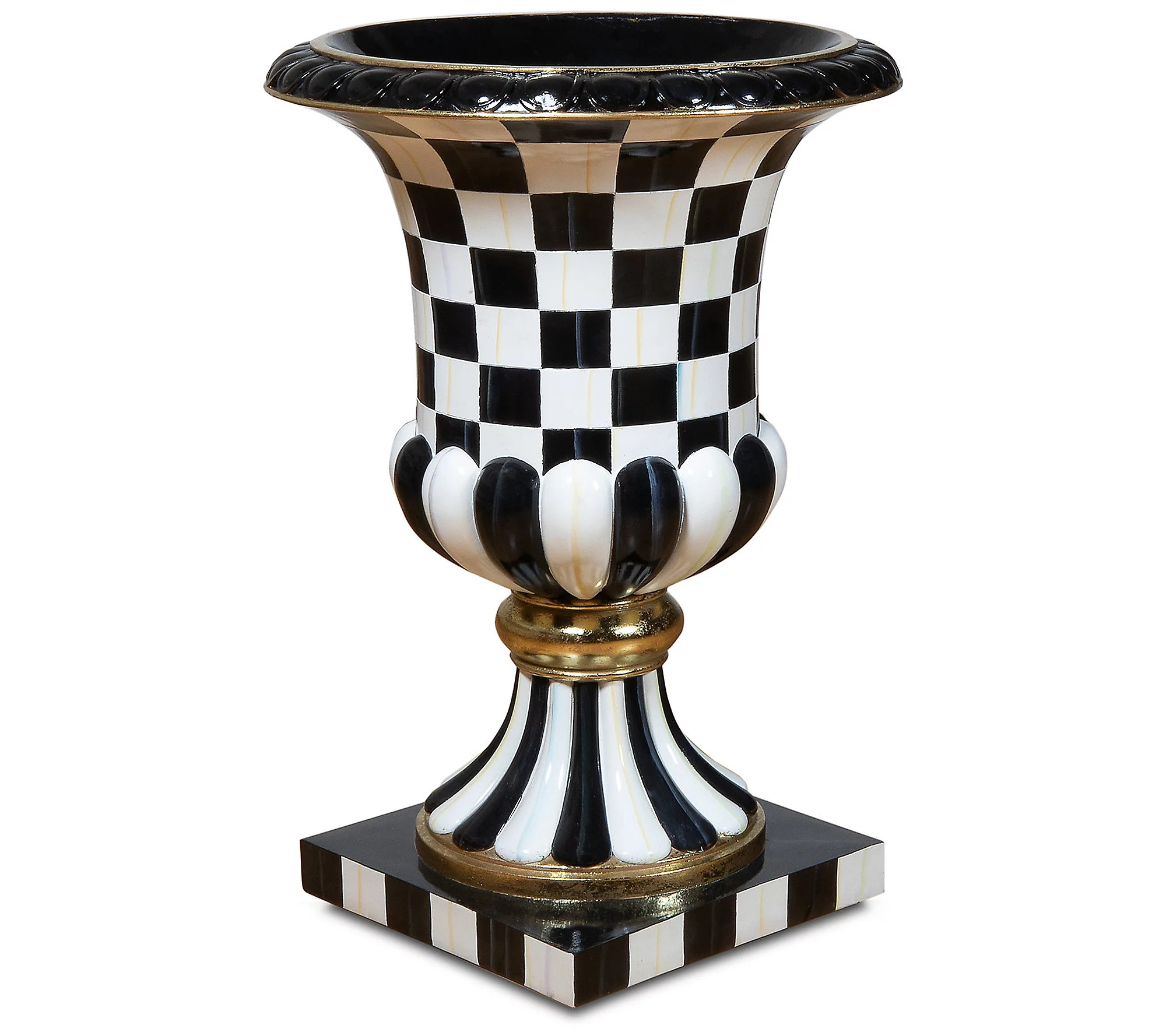 MacKenzie-Childs Courtly Check Pedestal Urn | QVC