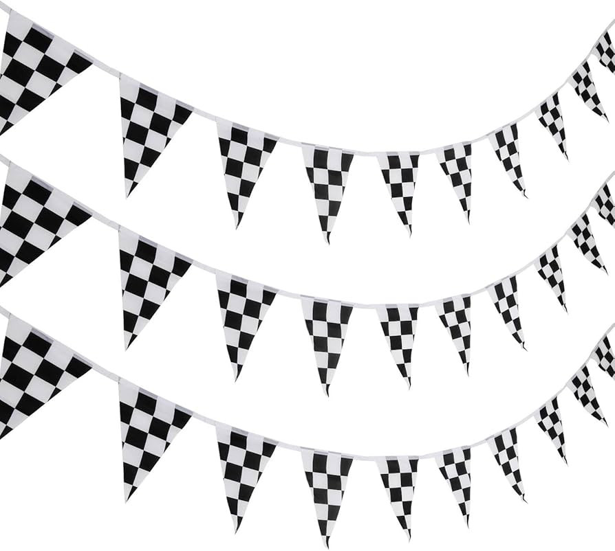 10 Meters Checkered Pennant Banner Racing Flag Party Flag Banner Accessory for Race Theme Birthda... | Amazon (US)