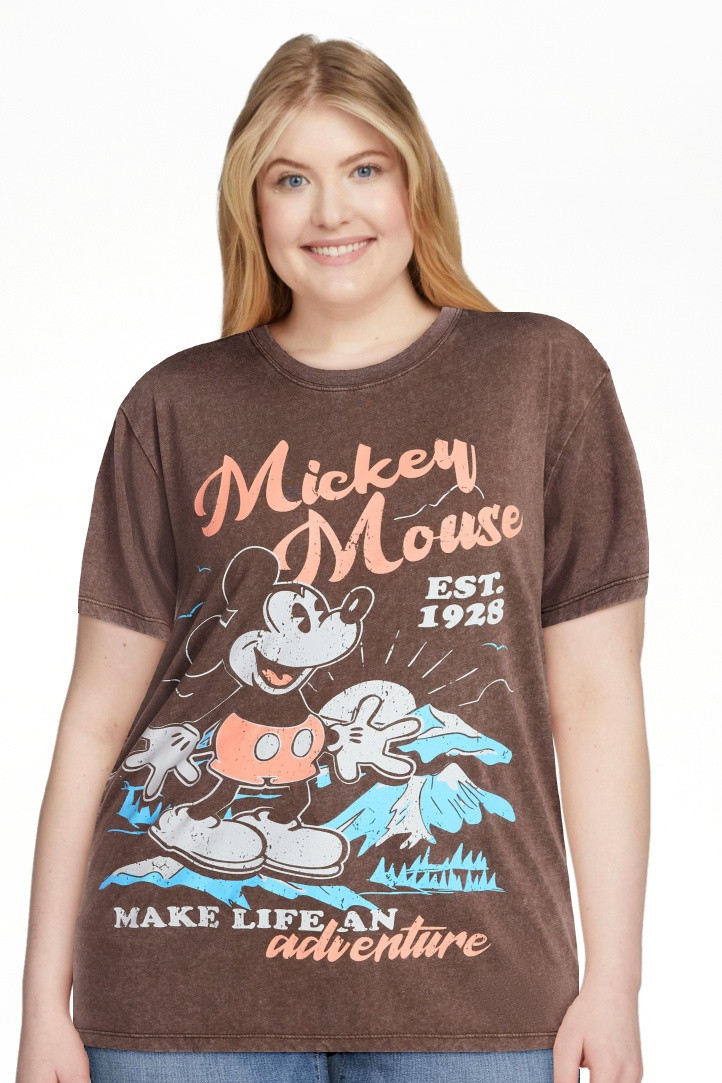 Mickey Mouse Women's Washed Graphic Tee with Short Sleeves, Sizses XXS-XXL - Walmart.com | Walmart (US)