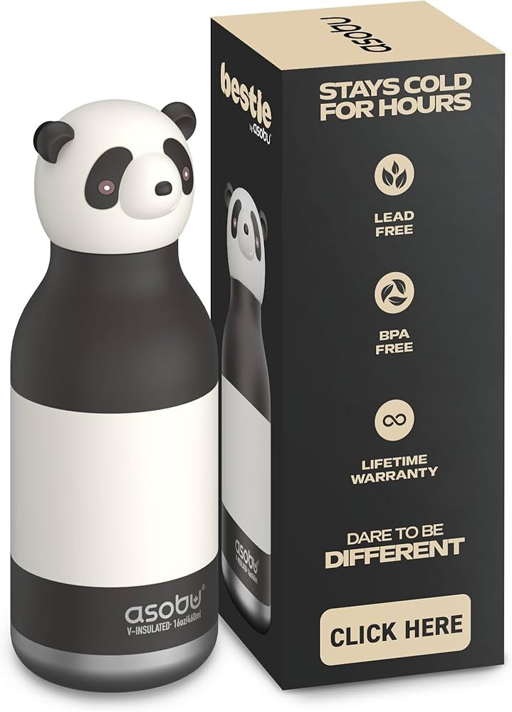 asobu Bestie Bottle Insulated Stainless Steel Water Bottle with Detachable Soft Animal Head Fun D... | Amazon (US)