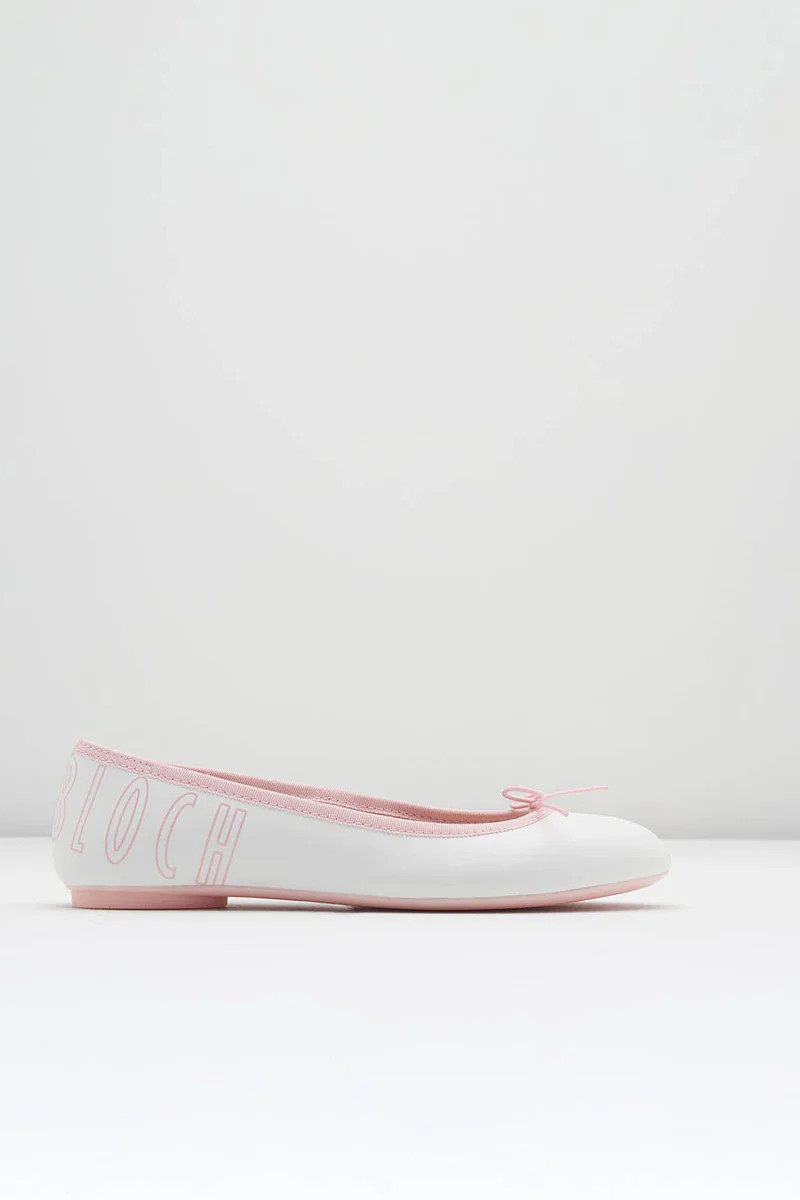 Ladies Lyra Ballet Flats, White Pink Leather | Bloch UK, US & EU