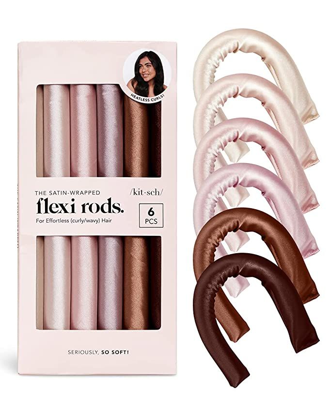 Kitsch Heatless Hair Curler - Satin Covered Heatless Hair Curlers for Overnight Curls | Flexi Rod... | Amazon (US)