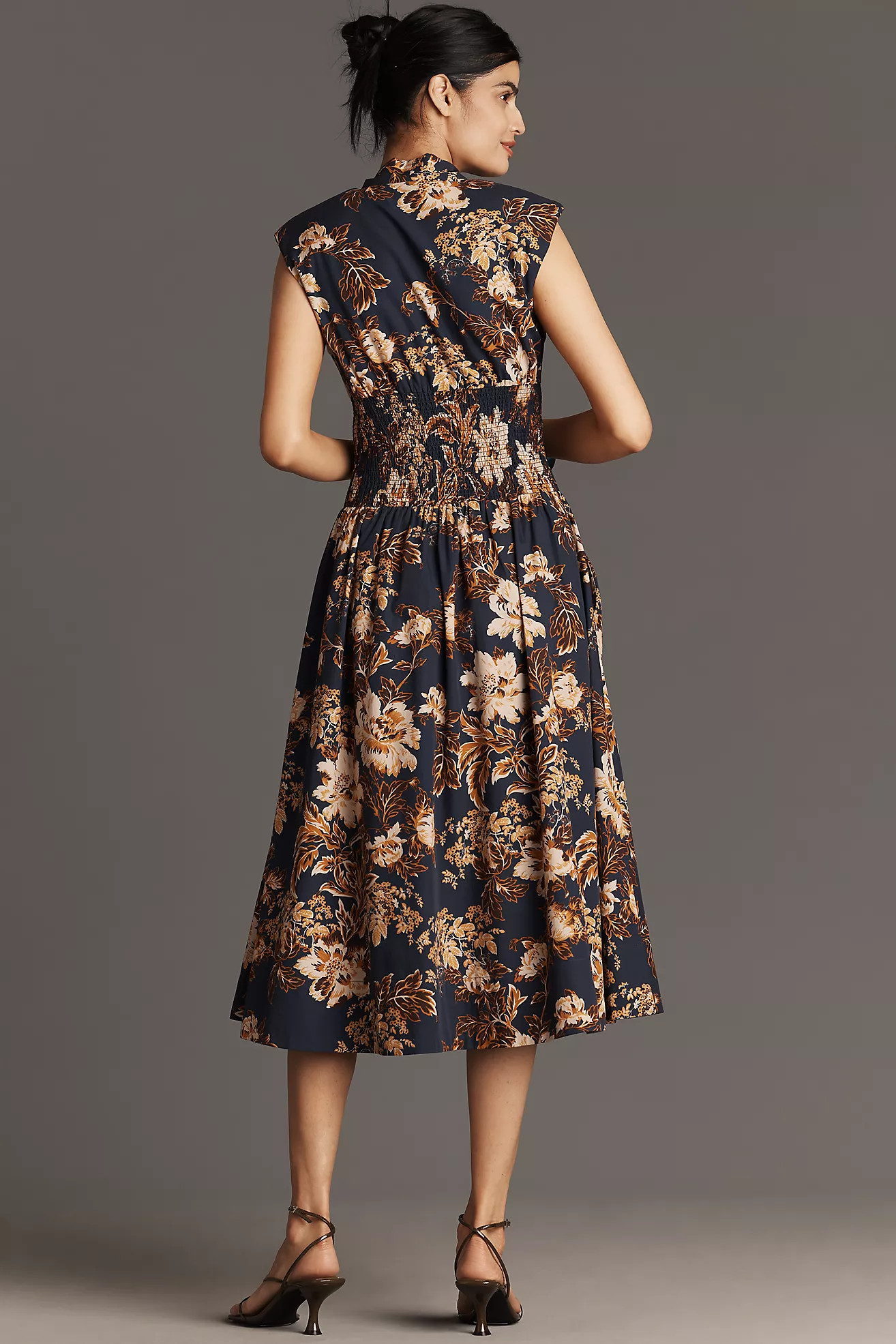 The Tommie Cap-Sleeve Smocked Front-Zip Shirt Dress | Anthropologie (US)