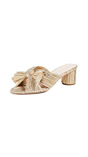 Loeffler Randall Women's Emilia Pleated Bow Sandals, Gold, 5.5 Medium US | Amazon (US)