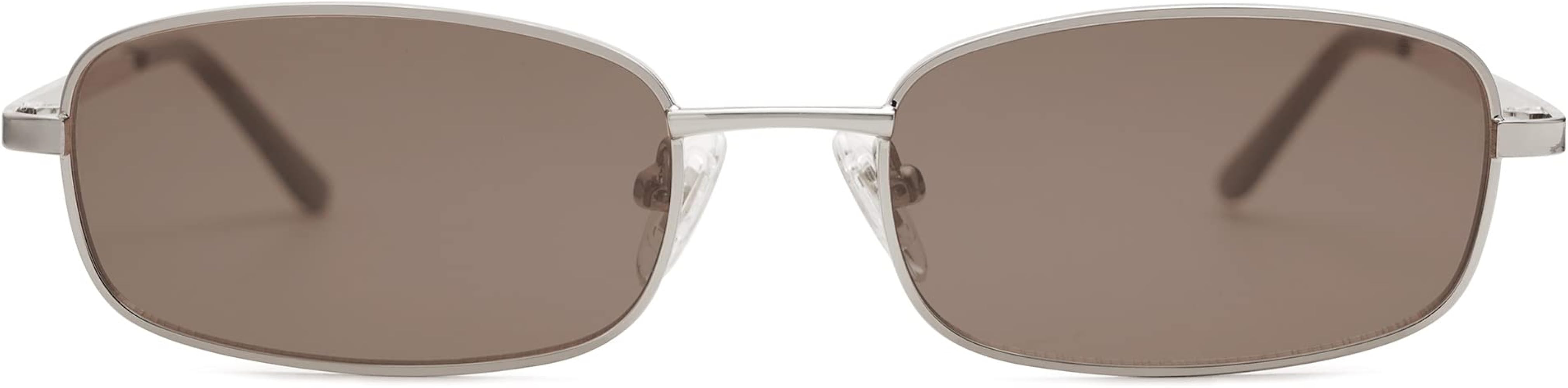 SOJOS Small Y2k Narrow Rectangle Sunglasses Womens Mens Retro 80s 90s Skinny Sunnies SJ1187 | Amazon (US)