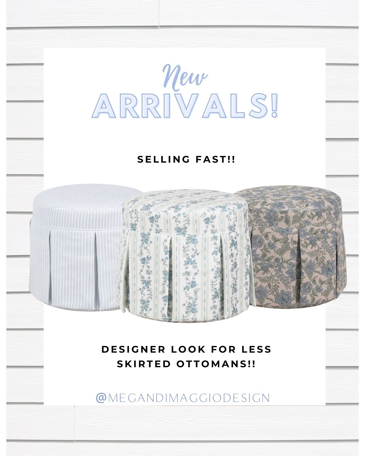 Designer look for less skirted ottomans going fast!!