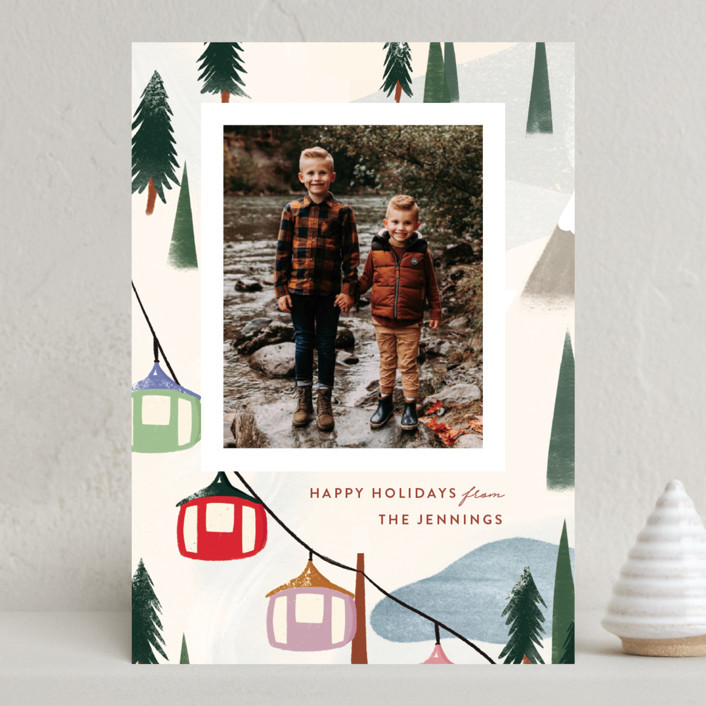"Gondola Ride" - Customizable Holiday Photo Cards in Red by Julie Murray. | Minted