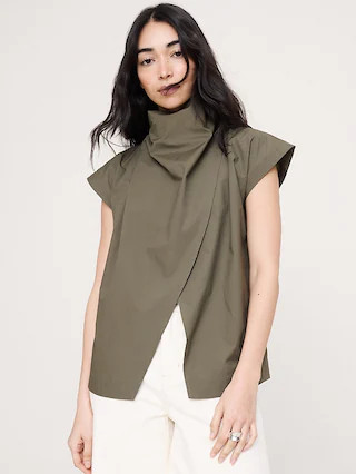 Cotton Poplin Cowl Neck Tunic | Banana Republic (US)