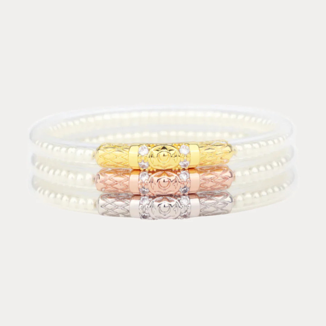 Three Queens All Weather Bangles® (AWB®) - White Pearl | BuDhaGirl