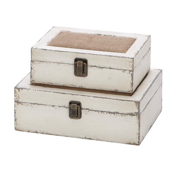 DecMode 10", 8"W Solid Wood Boxes, White Set of 2-Pieces - Walmart.com | Walmart (US)