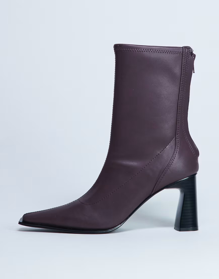 Topshop Nicky chisel toe ankle boots in burgundy-Red | ASOS (Global)