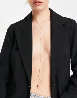 ASOS DESIGN body chain with pearls in gold tone | ASOS (Global)