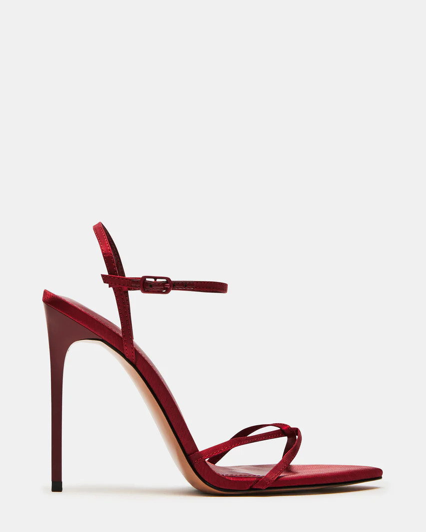 STELLINA Red Satin Dainty Strappy Pointed Toe Heel | Women's Heels | Steve Madden (US)