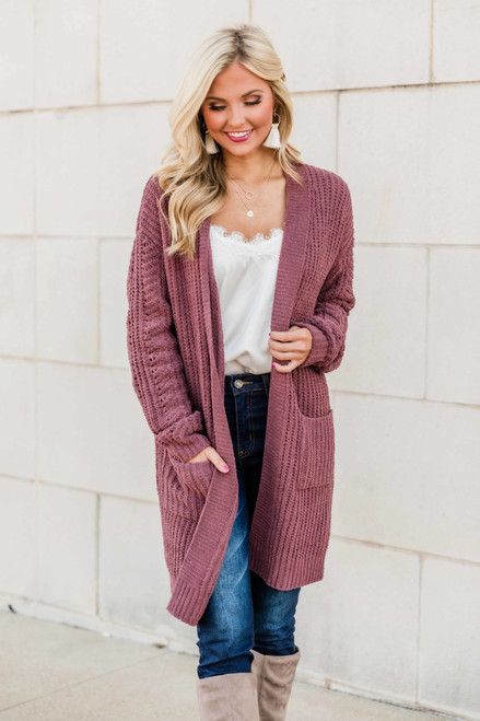 My New Love Dark Mauve Duster Cardigan DOORBUSTER | The Pink Lily Boutique