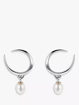 Claudia Bradby Lagertha Pearl Circle Drop Earrings, Silver | John Lewis UK
