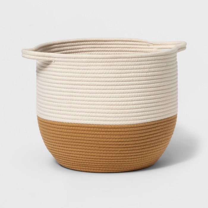 Coiled Rope Storage Bin with Color Band - Cloud Island&#8482; Tan/White L | Target