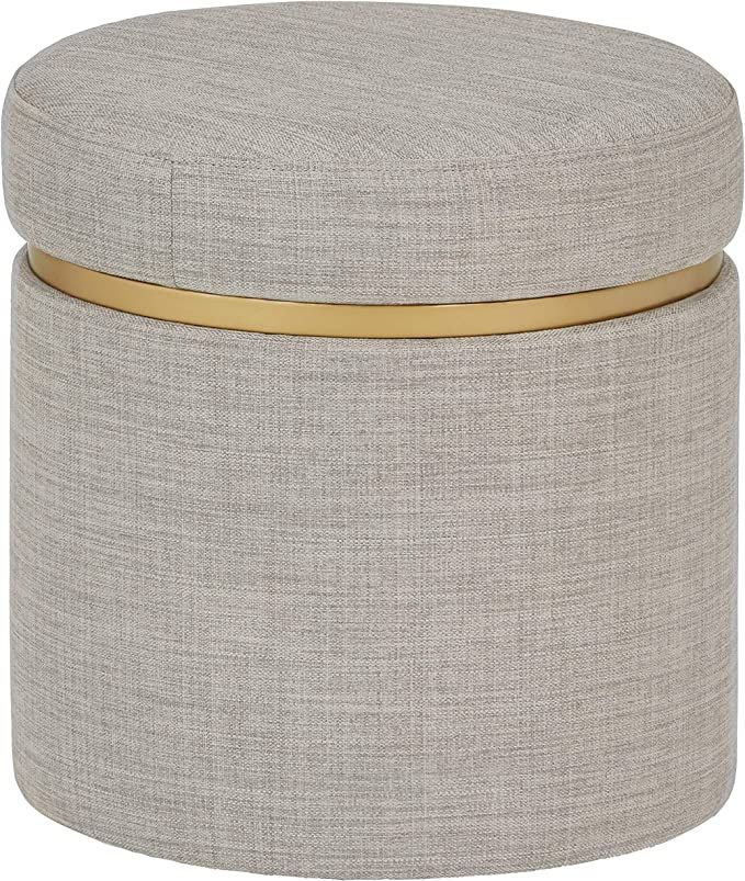 Amazon Brand – Rivet Asher Round Upholstered Storage Ottoman, 15.75"W, Light Grey | Amazon (US)