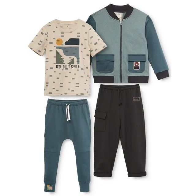 Little Star Organic Toddler and Kids Boys Mix & Match Outfit Set, 4-Piece Set, Sizes 12M-10 | Walmart (US)