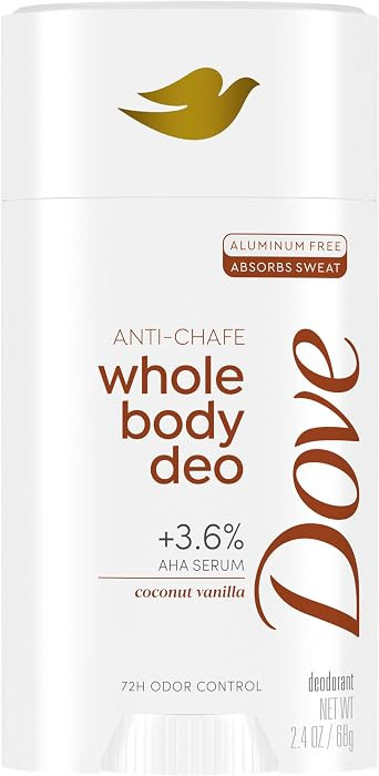 Dove Whole Body Deo Aluminum Free Anti-Chafe Deodorant Stick for Women Coconut Vanilla 2.4 oz | Amazon (US)
